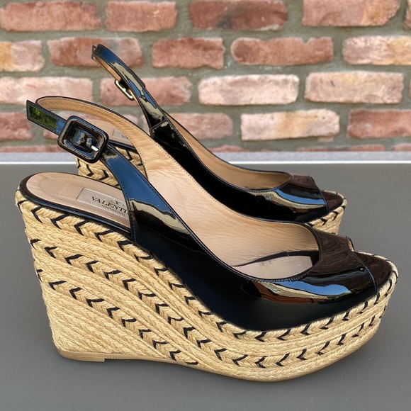 Valentino Patent Leather Espadrille Wedges - S 39 - Picture 2 of 10